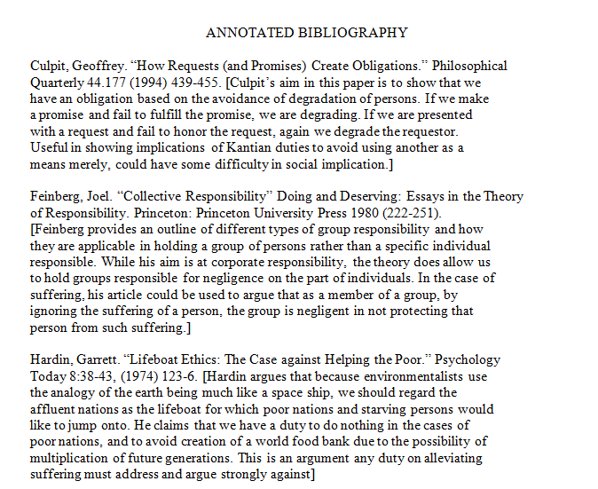 Example annotated bibliography